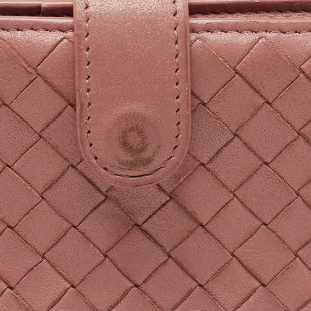 BOTTEGA VENETA Pink Intrecciato Leather French Compact Wallet - Picture 8 of 8